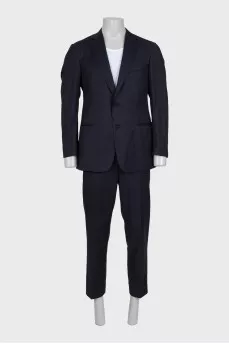 Men's black striped suit made of wool and silk