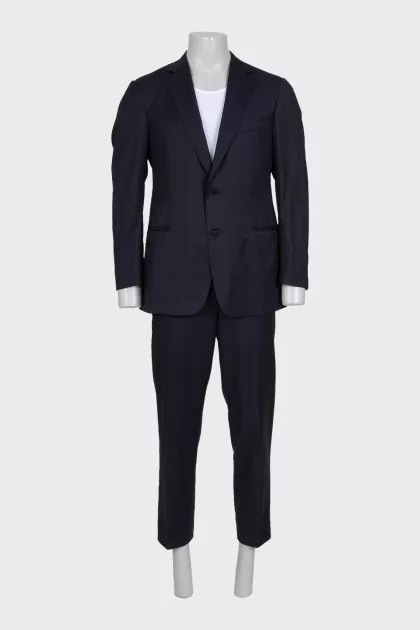 Men's black striped suit made of wool and silk
