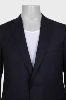 Men's black striped suit made of wool and silk