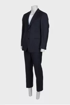 Men's black striped suit made of wool and silk