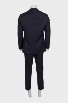 Men's black striped suit made of wool and silk