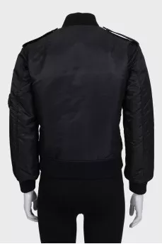 Black bomber jacket with silver zipper