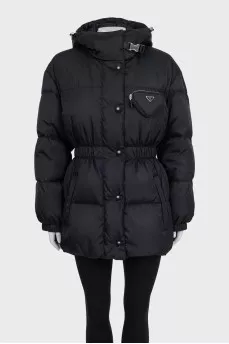 Черный приталенный пуховик Re-Nylon