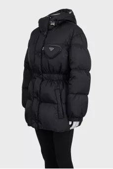 Черный приталенный пуховик Re-Nylon