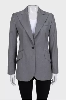 Gray straight-cut wool jacket
