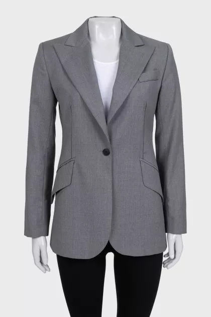 Gray straight-cut wool jacket