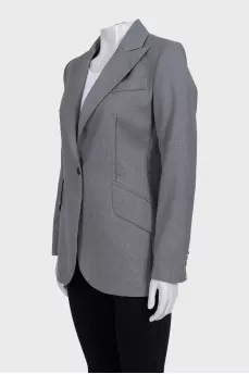 Gray straight-cut wool jacket