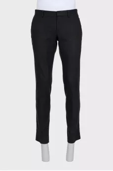 Men's black straight-leg trousers with pockets