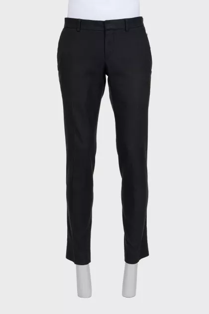 Men's black straight-leg trousers with pockets