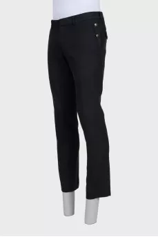 Men's black straight-leg trousers with pockets
