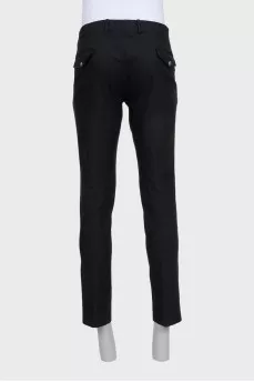 Men's black straight-leg trousers with pockets