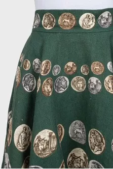 Flared printed skirt