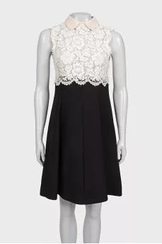 Fitted dress made of wool and silk with a zipper