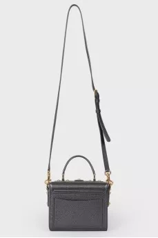 Black leather rectangular bag with a golden lock