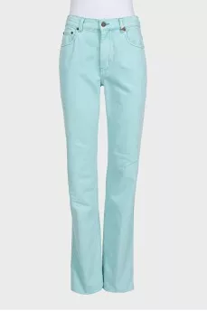 Light blue high-waist straight jeans with tag