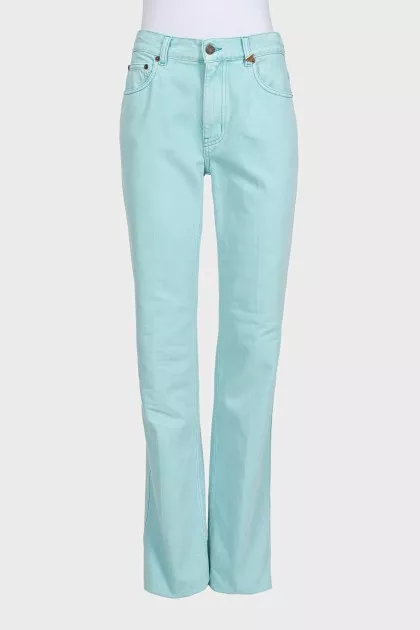 Light blue high-waist straight jeans with tag