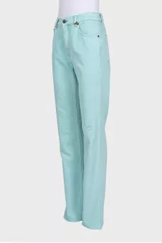 Light blue high-waist straight jeans with tag