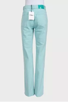 Light blue high-waist straight jeans with tag