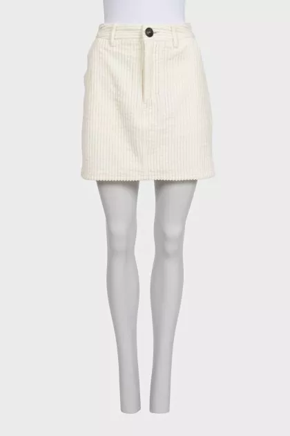 White corduroy mini skirt