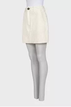 White corduroy mini skirt
