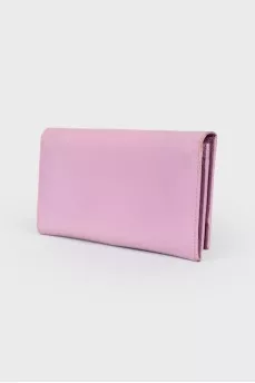 Pink leather magnetic closure wallet