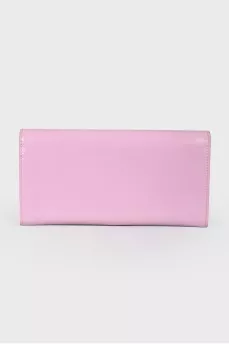 Pink leather magnetic closure wallet