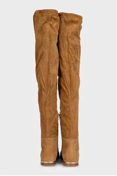 Brown suede over-the-knee boots