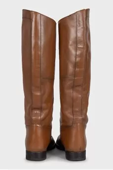 Brown leather boots with laces