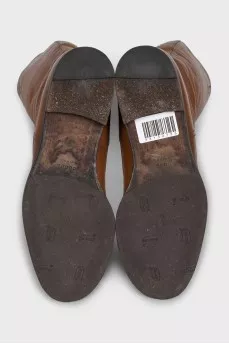 Brown leather boots with laces