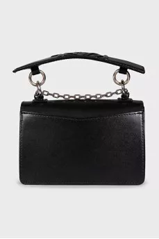 Black leather bag with silver hardware