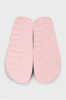 Pink printed flip-flops