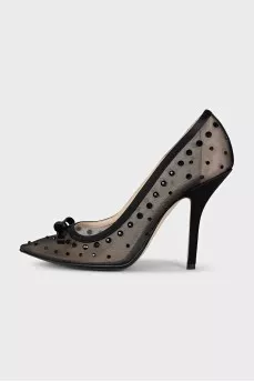 Transparent pumps decorated with rhinestones