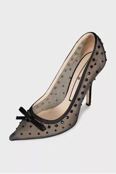 Transparent pumps decorated with rhinestones