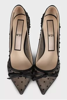 Transparent pumps decorated with rhinestones