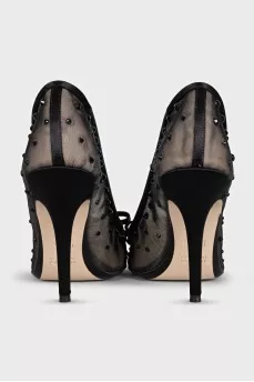 Transparent pumps decorated with rhinestones