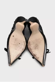 Transparent pumps decorated with rhinestones