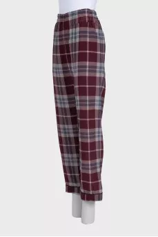 Straight-leg checked silk trousers