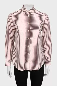 Straight-cut striped button-down shirt