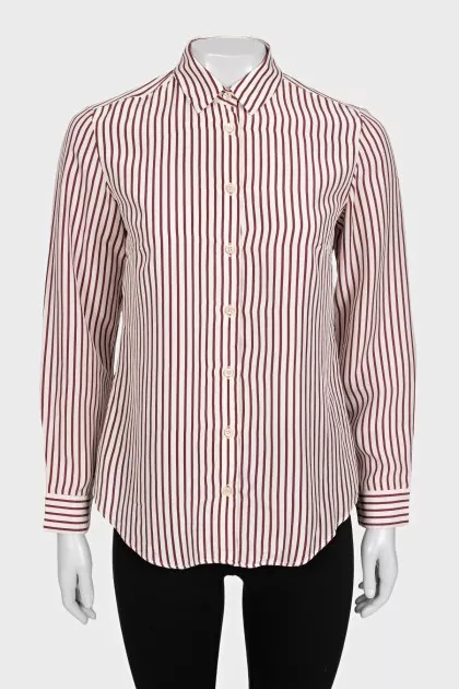 Straight-cut striped button-down shirt