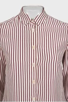 Straight-cut striped button-down shirt