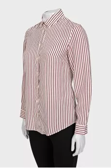 Straight-cut striped button-down shirt