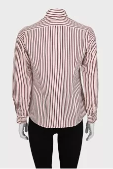Straight-cut striped button-down shirt