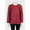 Loose long-sleeved blouse with signature print