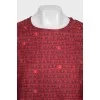 Loose long-sleeved blouse with signature print
