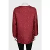 Loose long-sleeved blouse with signature print