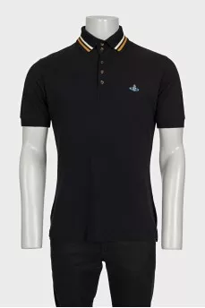 Men's black polo shirt with embroidered logo