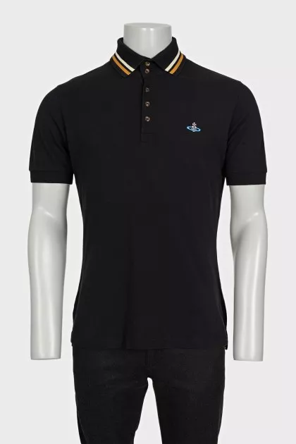Men's black polo shirt with embroidered logo