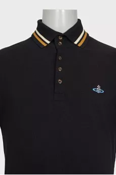 Men's black polo shirt with embroidered logo