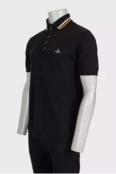Men's black polo shirt with embroidered logo