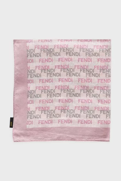 Pink scarf with signature print